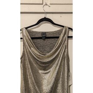 CLARA SUNWOO Foil Sheen - Cowl Neck Draped Tank S